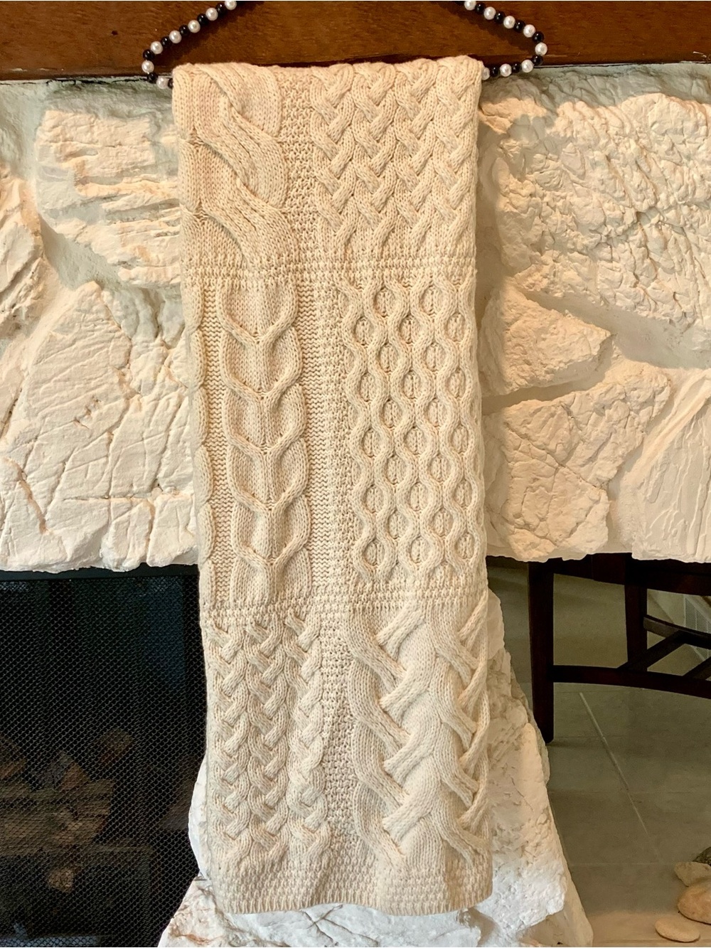 NWT Aran woolen mills 60” x 40” knitted blanket- in cream